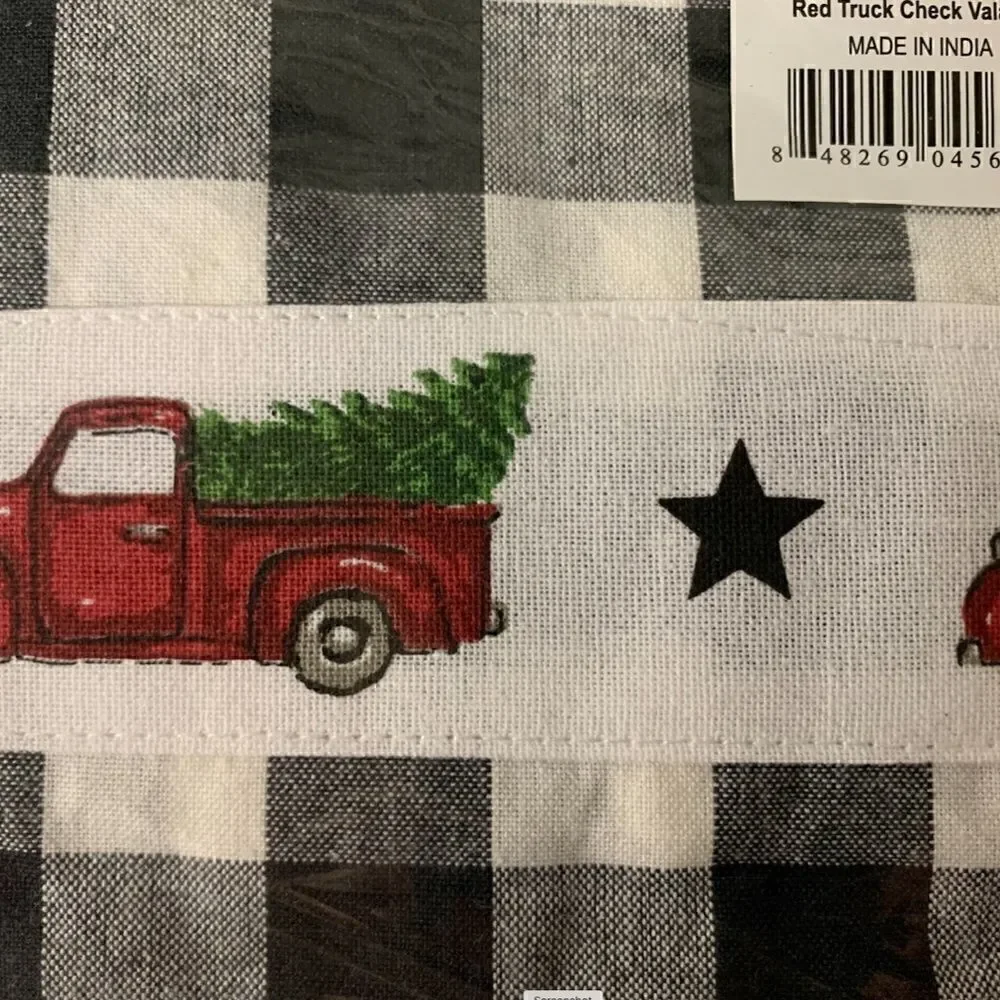 NEW! Buffalo Check Red Truck Window Valance